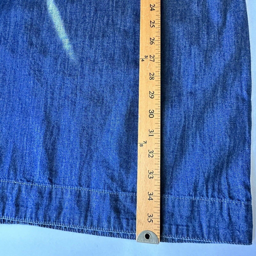 Talbots Dress Womens 6 Blue Chambray 3/4 Sleeve Square Neck Above Knee Casual - Picture 10 of 11